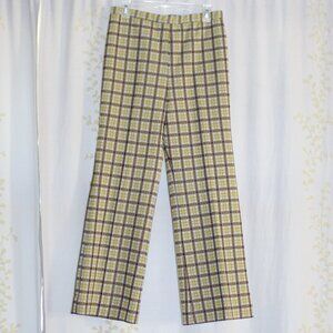 Vintage Cos Cob Yellow/Brown Plaid High Waist Flare Pull On Pants Women's M